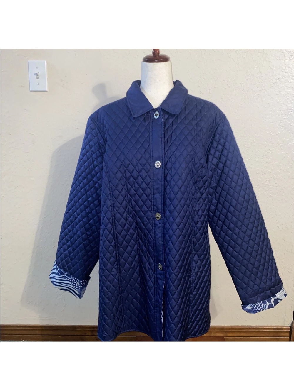 dennis basso Quilted Navy Utility Jacket